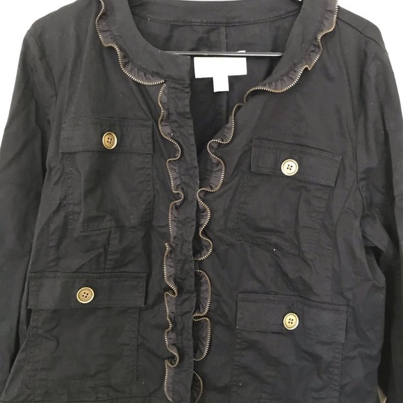 MMK Michael Kors Ruffle Zipper Black Jacket - Picture 4 of 8